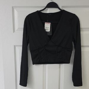 T.J.Maxx Black Long Sleeve Crop Top